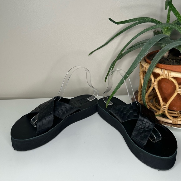 Vans Karina Rozunko Strap Mega Platform Sandal Black Woven Leather Woman 10 New - Picture 5 of 13